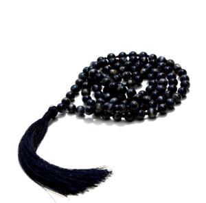 ซื้อสร้อยประคำคุณภาพสูง กำลังเป็นที่นิยม ทำจากลูกปัดธรรมชาติขนาด 8 มม. หินตาเสือสีน้ำเงิน สำหรับปรับสมดุลจักระ 108 เม็ด สร้อยคอแบบมาลาสำหรับโยคะ - Product Image 1