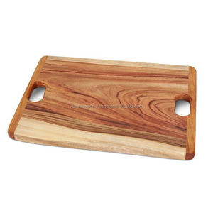 Tabla de cortar de madera de acacia Juego de tabla de queso de cocina Bloque de carnicero ecológico de 3 compartimentos con ranuras para jugo - Product Image 1