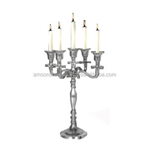 Candelabro de aluminio Portavelas 3 Pilar Decoración DE BODA Portavelas 3 brazos - Product Image 4