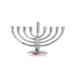 Menorah — métal plaqué Nickel, fait à la main, nouveau Design, décoration de noël, 1 pièce - Product Image 2