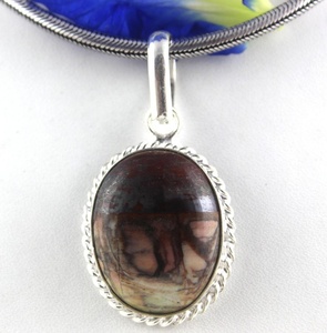 92.5 Sterling naturel zèbre jaspe pierre précieuse poire ovale et fantaisie forme pendentif à breloque femmes bijoux en gros - Product Image 6