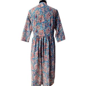 Indian Floral Block Print Long <b>Dress</b> Cotton Handmade Summer <b>Dress</b> Gown Party Wear Top Tunic <b>Dress</b> Boho <b>Women's</b> Outfit <b>Christmas</b> - Product Image 2