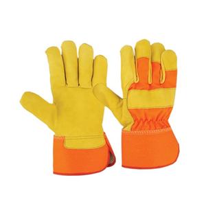 Economic Men's Heavy-Duty XL Driving <b>Gloves</b> Nature Color Split Leather Safety and Protection for Outdoor Welding Use - Product Image 2
