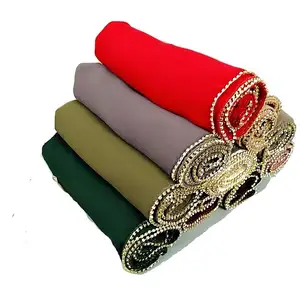 2019 wholesale muslim zipper hijabs high quality chiffon scarf with rhinestones shawl shimmer hijab for muslim arabic styles