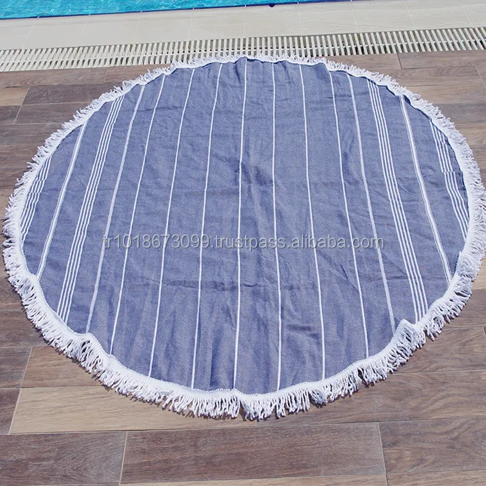 Round Pestemal Towel, Peshtemal Roundie from It's creator - Terry/Back - Double Face - Blue Roundie Beach Towel Collection