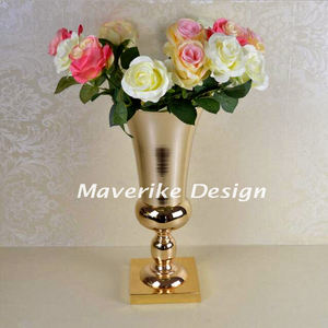 Vase à fleurs en métal doré en cristal fait à la main grand vase à fleurs de table pour la maison mariage événements décor centres de table - Product Image 2