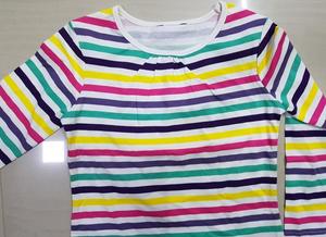 Bangladesh Stock Lote/envío invadido muchos colores tira impresa multicolor niñas Super elegante toda la temporada Camiseta de manga larga - Product Image 3