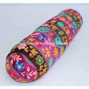 Oreiller de yoga en coton brodé de forme cylindrique, traversin d'oreiller - Product Image 2