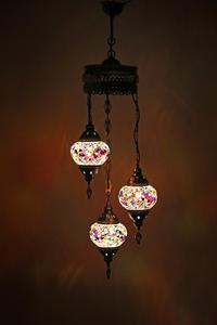 แบบดั้งเดิมตุรกีโคมระย้าแก้วโมเสคที่มี3ชิ้นไม่มี2เฉดสี - Product Image 4