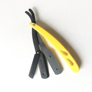 Vente en gros Rasoir de coiffeur jaune à lame unique avec manche en plastique pour se raser confortablement - Product Image 3