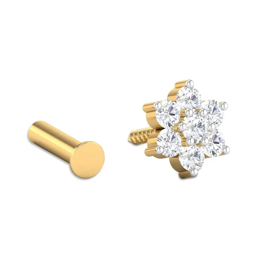 Elegant Round Real Cut Diamond Stud Nose Pin