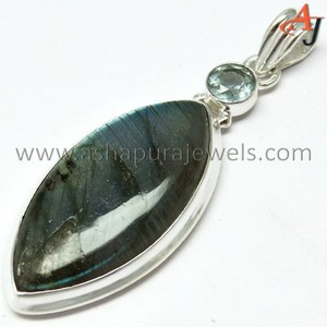 Real Beauty Blue Labradorite Blue topaze 925 Sterling Silver gemmes Silver Jewelry Fashion Silver Jewelry - Product Image 4