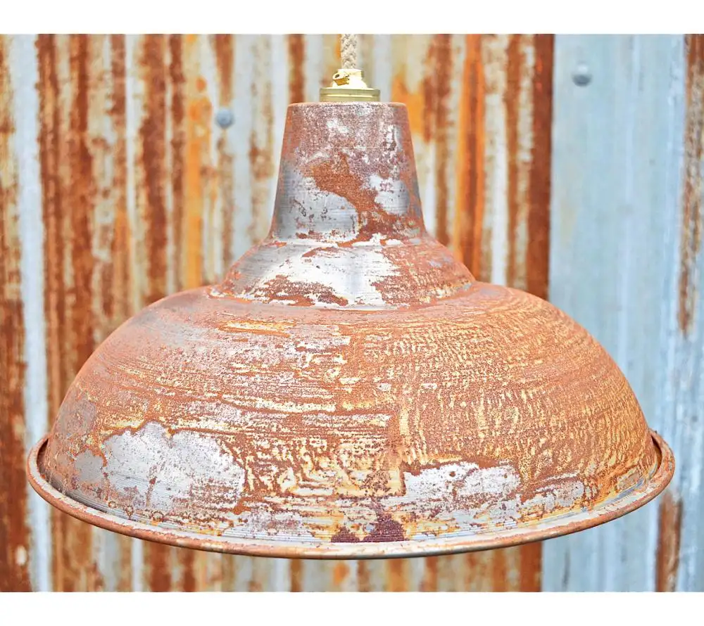 Retro Vintage Distressed Rustic Industrial Big Barn Pendant Light Lamp Dome Shade Hanging Ceiling Light Metal Adjustable Lamp