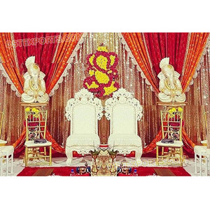 Chaises de mariage en bois Mandap Bride Groom, chaises de mariage design faites à la main Mandap, canapé en bois sculpté doré USA vente en gros - Product Image 1