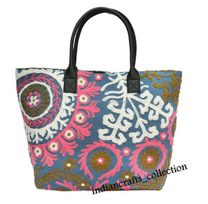 Large Cotton Suzani Embroidery Handbags <b>Woman</b> Ladies Boho Shoulder <b>Beach</b> <b>Bag</b> Handmade - Product Image 1