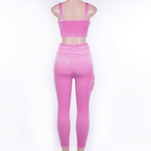 Survêtements sexy en velours pour femme, débardeur avec pantalon, ensemble 2 pièces, vêtements de sport, entraînement en velours, automne et hiver - Product Image 5