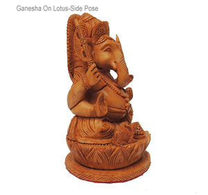 Handicraft Wooden Lord Ganesh <b>Statue</b> Figure Spiritual <b>Religious</b> Art Decoration with Engraved Model Gift - Product Image 6