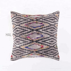 Designer Gypsy <b>Cushion</b> Cover Beautiful Hand Block <b>Printed</b> Embroidered Indian Cotton Pillow Cover 50X50 for Home and Hotel Use - Product Image 1