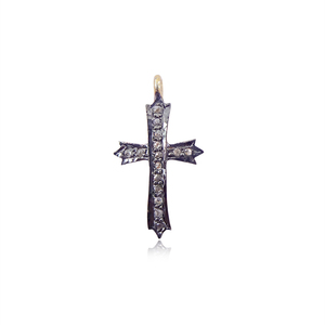 Pave Set <b>Diamond</b> 925 Silver Cross Pendant <b>Jewelry</b> - Product Image 1