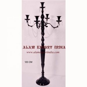 Latest Modern 5-Arm <b>Black</b> Powder Coated Aluminium <b>Candelabra</b> Customized Size Design Party Wedding Decoration Wholesale Available - Product Image 5