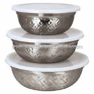 <b>Mixing</b> <b>Bowl</b> High Quality 3pcs Set Stainless Steel Large Serving <b>Bowl</b> <b>Mixing</b> <b>Bowl</b> <b>with</b> Lock <b>Lid</b> Stainless Steel - Product Image 1