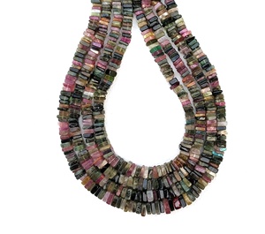 Qualité géniale, 1 brin de forme carrée, Tourmaline naturelle, perles Heishi, fabrication de beaux bijoux - Product Image 5