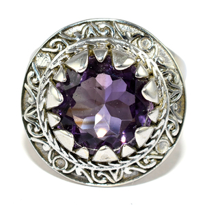 Anillos de plata de ley 925 con amatista y forma redonda, joyería brillante, venta al por mayor - Product Image 2