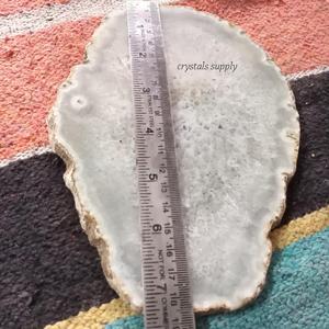 Plateau de service en agate personnalisé, plat en quartz garni d'or, gravure de logo, vaisselle à gâteau de grande taille pour la décoration de la maison, OEM - Product Image 2