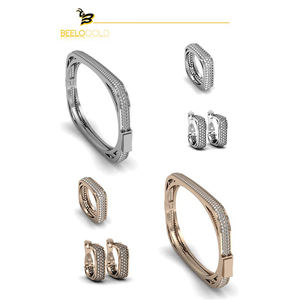 Ensemble Bracelet, boucles d'oreilles et bagues de mariage, en argent Sterling 925 - Product Image 1