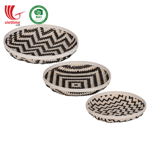 De bambú tejido pared arte colgante decoración de bambú bandeja para casa hecho en Vietnam - Product Image 4