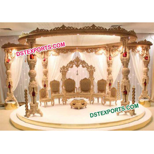 Mandap de boda Anmol, último estilo de mandap para bodas asiáticas, mandap de boda sureño indio, mandap antiguo dorado, decoración para eventos en Suiza, LONDRES - Product Image 1