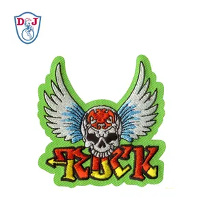 Embroidery Patch Iron On Custom Rock Skull Motorcycle Biker Patch Embroidery Neon Twill Patch Iron On Garment Accessories