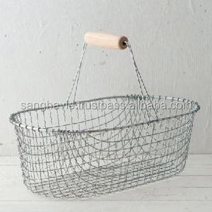 <b>Large</b> Iron Fruit <b>Basket</b> with Wooden Handle Kitchen Decorative Storage <b>Basket</b> PC Material Black Color Oval Shape Styles Design - Product Image 5