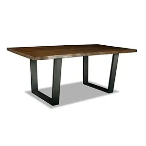 Modern european styled solid wood live edge dining table with metal legs dining room furniture