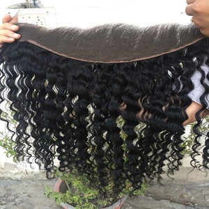 Paquets de cheveux indiens vierges non traités bruts fermeture à lacet cuticule alignée prêt à l'eau de Javel tissage péruvien couleur naturelle Remy 22" - Product Image 1