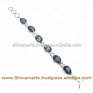 Wholesale Indian Handmade 925 <b>Sterling</b> <b>Silver</b> <b>Bracelet</b> With Blue Mystic Quartz Gemstone Fine Chain & Link Jewelry Fancy Jewelry - Product Image 2