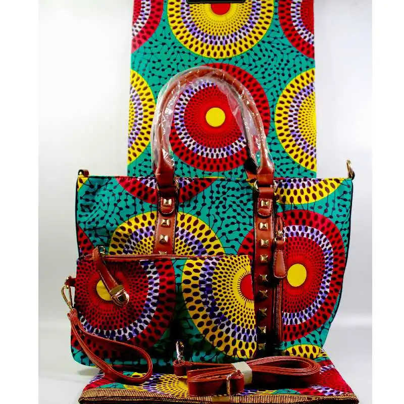 Bolso de mano y tela encerada para mujer, brocado nigeriano africano, de alta calidad, zapatos y bolso, nuevo diseño, disponible