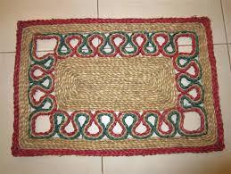 Paillasson en jacinthe d'eau Jacquard et touffeté Matériau en paille lavable pour l'extérieur et l'entrée - Product Image 2