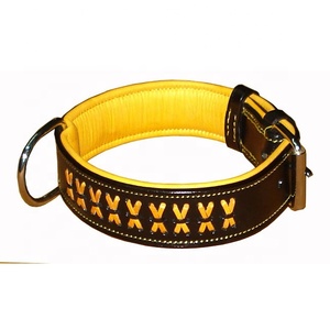 Arnés de cuero genuino collar de perro mano trenzado hecho a mano con suave acolchado - Product Image 1