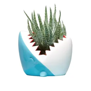 独特的瓷器花盆鲨鱼形状陶瓷花盆
