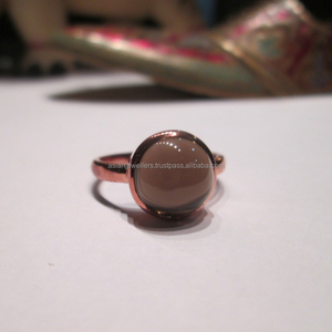 925 Sterling silver Smoky Quartz Gemstone Rose Gold Plated <b>Fine</b> <b>Ring</b> - Product Image 1