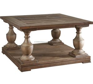 Mesa de centro de madera maciza para sala de estar, muebles para el hogar con acabado antiguo - Product Image 1