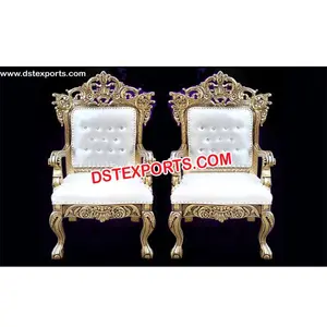 Classic <span class=keywords><strong>Sposa</strong></span> E Lo Sposo Royal sedia di cerimonia nuziale Matrimonio Asiatico In Ottone Metallo Dorato Sedie Bella Decorazione Fase di Nozze Sedie - Product Image 1