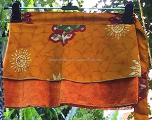 ชาติพันธุ์สองชั้นย้อนกลับใหม่อินเดียรอบกระโปรงไหมส่าหรีห่อ - Product Image 1