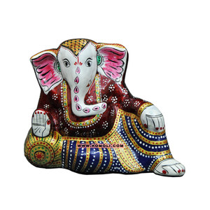 Regalos Tradicionales de la India Meenakari, Ganesha Descansando, Recuerdo de Boda - Product Image 5