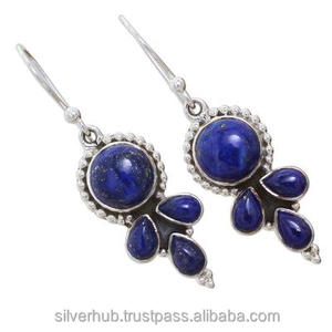 Latest 925 <b>Sterling</b> Solid <b>Silver</b> Blue Lapis Lazuli Jewelry Dangle <b>Earrings</b> For Women - Product Image 1