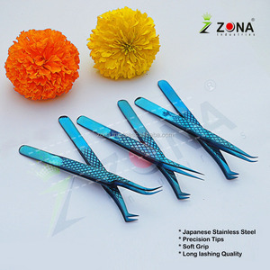 Pinzas profesionales para extensión de pestañas y cejas, probadas a mano, Punta puntiaguda curva, ventiladores anchos y estrechos, pestañas de volumen en ángulo - Product Image 2