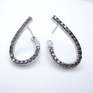 0.80 Carat Diamant Noir Naturel Hoop Boucles D'oreilles pour Les Femmes, Boucles D'oreilles Or surdimensionnés Boucles D'oreilles 10 Tendance Or Blanc GD579 - Product Image 4