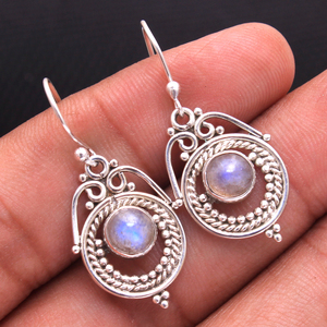 Lovely Special Collection Larimar Moonstone Handmade Gemstone Earring 925 <b>Sterling</b> <b>Silver</b> Jewelry Women Drop & Dangle Earring - Product Image 2
