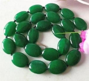 Collar de piedra de cuentas ovaladas de nefrita de jade verde, abalorios de cristal ovalado para fabricación de joyas, collar de cristal para mujer, mayorista - Product Image 3